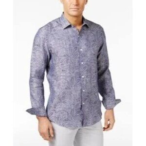 Tasso Elba 100% Linen Button Down Paisley Shirt